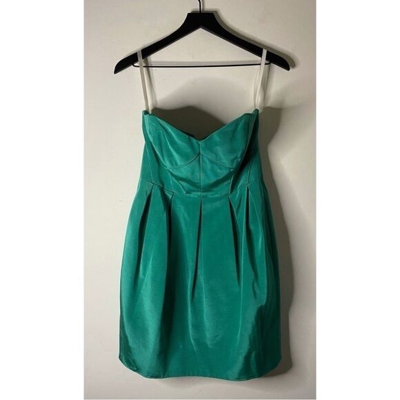 Shoshanna Green Taffeta Strapless Cocktail Dress - Picture 3 of 9
